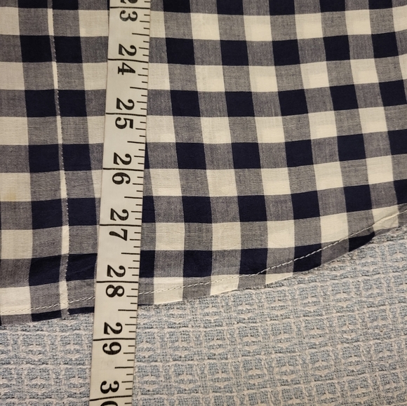 Torrid Navy Blue & White Plaid Buttons Up Blouse - Picture 9 of 12
